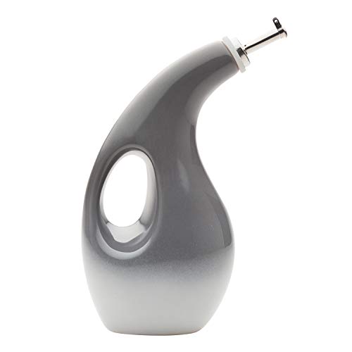 Product Cover Rachael Ray 47850 Solid Glaze Ceramics EVOO Olive Oil Bottle Dispenser with Spout - 24 Ounce, Gray