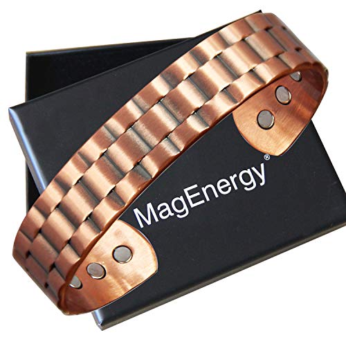Product Cover Mens Copper Bracelet 99.9% Pure Copper Magnetic Bracelet with 6 Powerful Magnets for Effective Joint Pain Relief, Arthritis, RSI, Carpal Tunnel