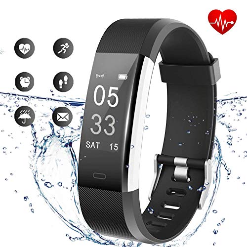 Product Cover Lintelek Fitness Tracker, Activity Tracker with Heart Rate Monitor, Waterproof Smart Fitness Watch with Sleep Monitor, Step Counter, Calorie Counter, Pedometer Watch Upgrade Version (Black)