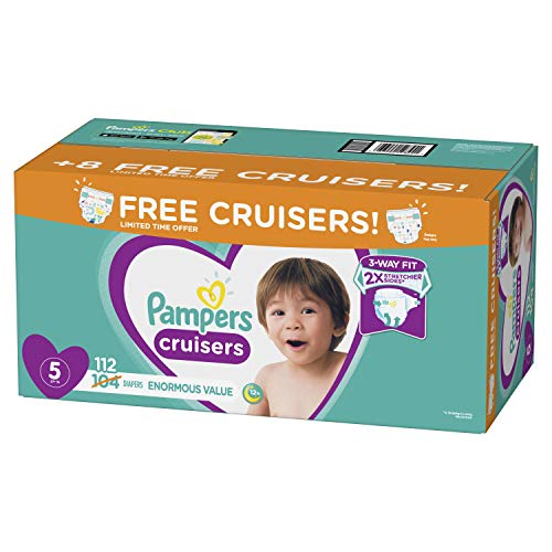 Product Cover Diapers Size 5, 112 Count - Pampers Cruisers Disposable Baby Diapers, Enormous Pack, Plus Bonus Diapers