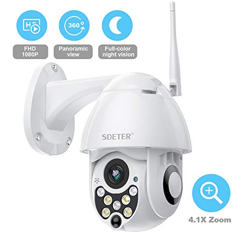 Product Cover SDETER Outdoor PTZ WiFi Security Camera, 1080P Pan Tilt Zoom 4.1X Surveillance CCTV IP Weatherproof Camera with Two Way Audio Night Vision Motion Detection