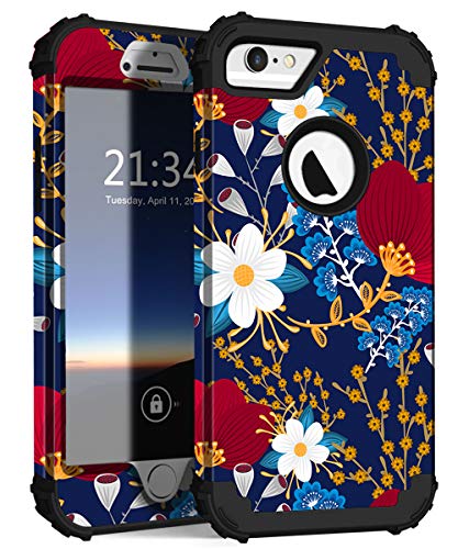 Product Cover Hocase iPhone 6s Case, iPhone 6 Case, Shockproof Heavy Duty Hard Plastic+Silicone Rubber Bumper Full Body Protective Case with 4.7-inch Display for iPhone 6s, iPhone 6 - Creative Flowers