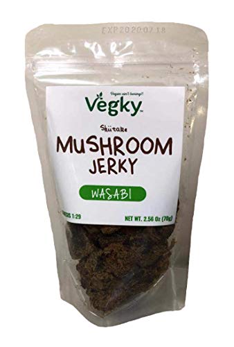Product Cover VEGKY Vegan Shiitake Mushroom Jerky MILD WASABI 70 Grams 2.56 oz Non-GM O Vegetarian Meatless Snack Plant Based Cruelty Free