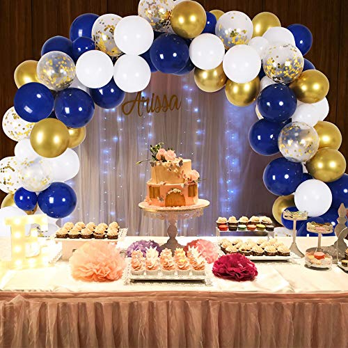 Product Cover DIY Blue Balloon Garland & Arch Kit, 135pcs Party Decorations Balloon Set, Navy Blue & Golden & Sequin Gold & White Balloons for Baby Shower, Wedding, Birthday, Graduation, Anniversary Organic Party ...
