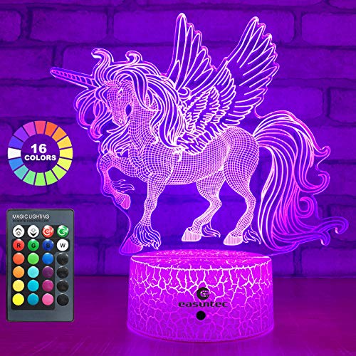 Product Cover easuntec Unicorn Gifts Night Lights for Kids with Remote & Smart Touch 7 Colors + 16 Colors Changing Dimmable Unicorn Toys 1 2 3 4 5 6 7 8 Year Old Girl Gifts (Unicorn 16WT)