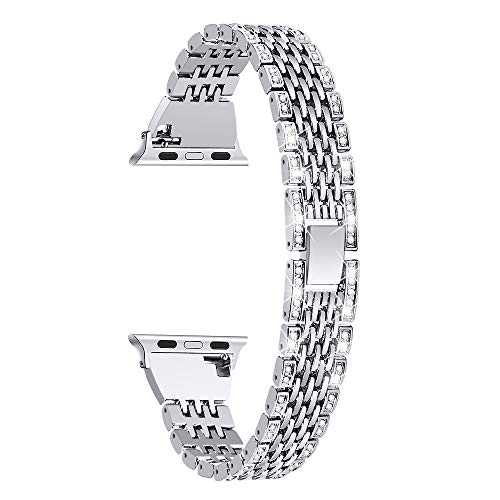 Product Cover OULUCCI Bling Link Bands Compatible Apple Watch Band 38mm 40mm iWatch Series 5, Series 4, Series 3, Series 2, Series 1, Metal Wristband Strap with Diamond Women Girls