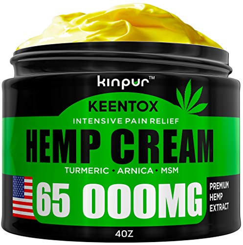 Product Cover Hemp Pain Relief Cream - 65 000MG - Relieves Muscle, Joint Pain, Lower Back Pain, Knees, and Fingers - Inflammation - Hemp Extract Remedy - Hemp Oil with MSM - EMU Oil - Arnica - Turmeric Made in USA