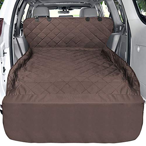 Product Cover F-color Pet Cargo Cover, Waterproof Dog Seat Cover Mat for SUVs Sedans Vans with Bumper Flap Protector, Non-Slip, Large Size Universal Fit, Brown