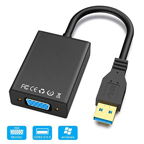 Product Cover USB to VGA Adapter,ABLEWE USB 3.0/2.0 to VGA Multi-Display Converter Support Resolution 1080p for Win 7/8/8.1/10