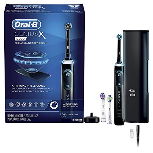 Product Cover Oral-B GENIUS X Electric Toothbrush With 3 Oral-B Replacement Brush Heads & Toothbrush Case, Black