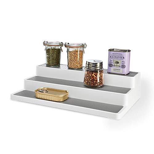 Product Cover INOVERA (LABEL) 3 Tier Spice Holder Rack Pantry Cabinet Step Shelf Organizer, White