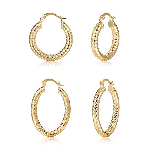 Product Cover Hoop Earrings for Women, Teardrop Hoops Earrings,Gold Hoop Earrings Set,2 Pairs Hypoallergenic Loop Earrings
