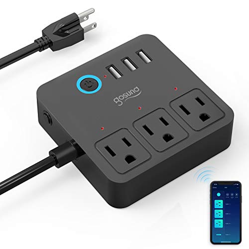 Product Cover Gosund Smart Power Strip Work with Alexa Google Home, Smart Plug WiFi Outlets Surge Protector with 3 USB 3 Charging Port for Cruise Ship Travel Multi Plug Extender,10A