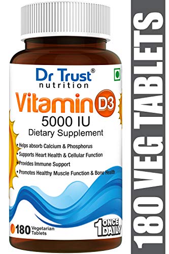 Product Cover Dr Trust USA Vitamin D3 5000 IU Dietary Supplement Veg Capsules for Men and Women - 180 Tablets