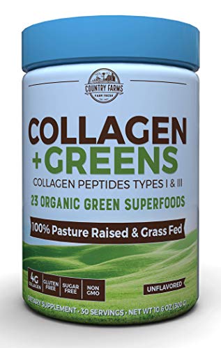 Product Cover Country Farms Collagen + Greens Dietary Supplement, Energizing Superfoods, 10.6 oz, 30 Servings