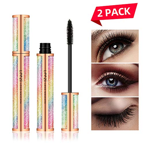 Product Cover 4D Silk Fiber Eyelash Mascara Waterproof - Thick Long Lasting Smudge-Proof 4D Fiber Mascara, Lengthening Curling Lashes, All Day Exquisitely Lush, Extra Long 4D Mascara, Black, Pack of 2 (Pattern B)