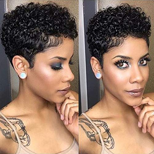 Product Cover MSCOVE Short Curly Human Hair Wigs for Black Women Afro Kinky Curly Machine Made Wig None Lace Front Wig 100% Brazilian Human Hair Wig ...