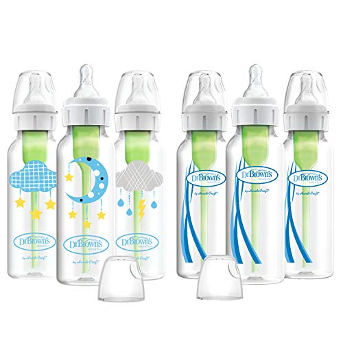 Product Cover Dr. Brown's Options+ Baby Bottles, 8oz/250ml, Narrow Bottle, Moon/Clouds, 6 Count