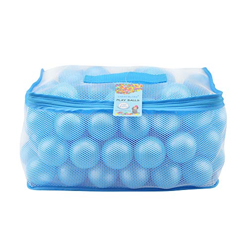 Product Cover Lightaling 100pcs Blue Ocean Balls & Pit Balls Soft Plastic Phthalate & BPA Free Crush Proof - Reusable and Durable Storage Mesh Bag with Zipper