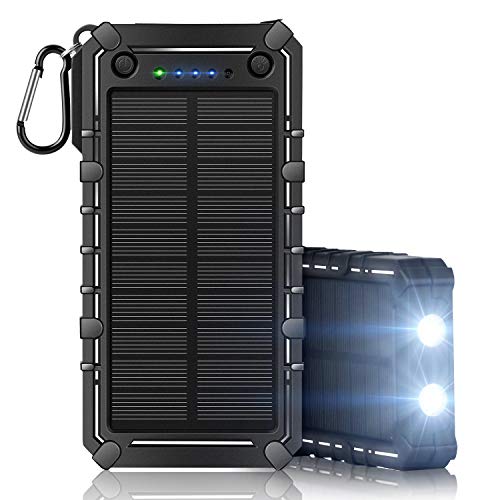 Product Cover Solar Charger 15000mah Waterproof Portable Power Bank Dual USB Charger 2 LED Flashlight for Cell Phone Tablet Camera GPS Camping Outdoors and Emergency