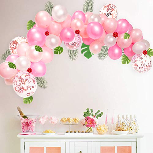 Product Cover Visme Flamingo Party Supplies Tropical Decoration - 89 PCS Party Balloons Arch and Garlands Decorations Kit Hot Pink and Gold White and Pink Balloons for Hawaiian Summer Beach Luau Party