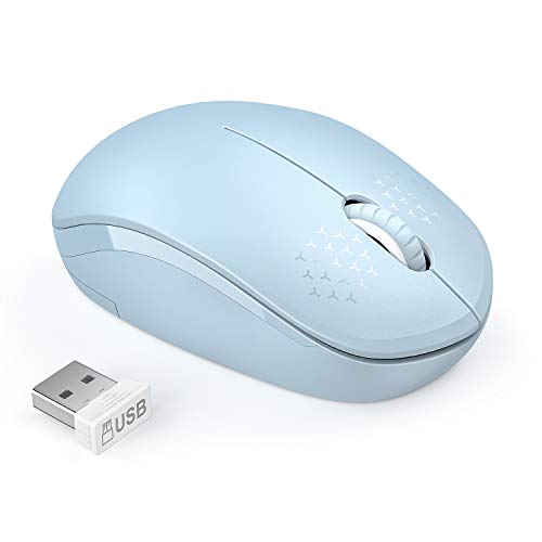 Product Cover seenda Wireless Mouse, 2.4G Noiseless Mouse with USB Receiver Portable Computer Mice for PC, Tablet, Laptop with Windows System (Light Blue)
