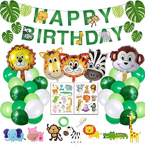 Product Cover Yancan Jungle Safari Theme Birthday Party Supplies, Favors for Kids Boys Birthday Baby Shower Decor, Party Birthday Animal Balloons Decorations