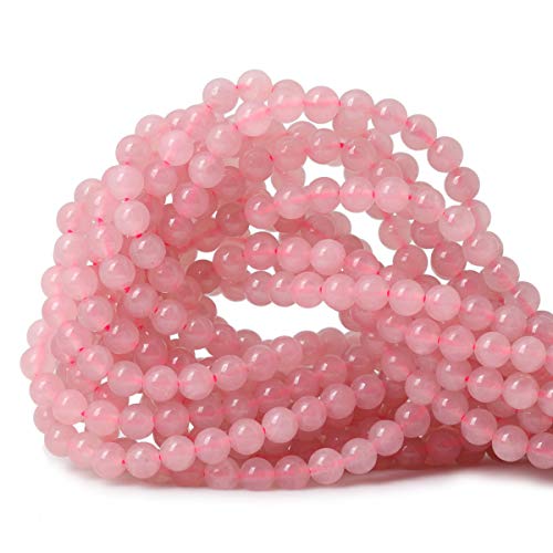 Product Cover CHEAVIAN 60PCS 6mm Natural Rose Quartz Gemstone Round Loose Bead Pink Crystal for Jewelry Making 1 Strand 15
