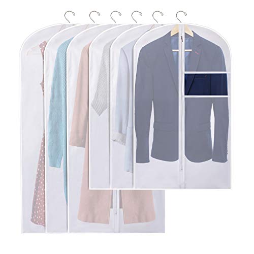 Product Cover Kootek Garment Bag Covers 2-Size Clear Garment Clothing Protectors Suit Bags Cover with Zipper for Closet, Garment Rack (Set of 6)