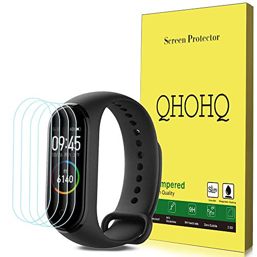 Product Cover [4PCS] QHOHQ Screen Protector for Xiaomi Mi Band 4，Full Coverage 3D PET & TPU HD Clear Watch Film
