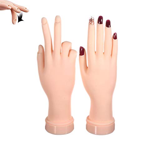 Product Cover 2Pcs Practice Hand for Acrylic Nails, Nail Art Training Hand,Fake Hand for Nails Practice, Flexible Bendable Manicure Hand Practice Tool