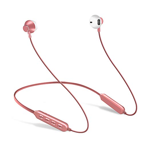 Product Cover Bluetooth Headphones,Xunpuls Wireless Earphone 5.0 Magnetic Earbuds Snug Fit for Sports Gym with Built in Mic (IPX5 Waterproof aptX Stereo 12-16 Hours Playtime) (Rose Gold)