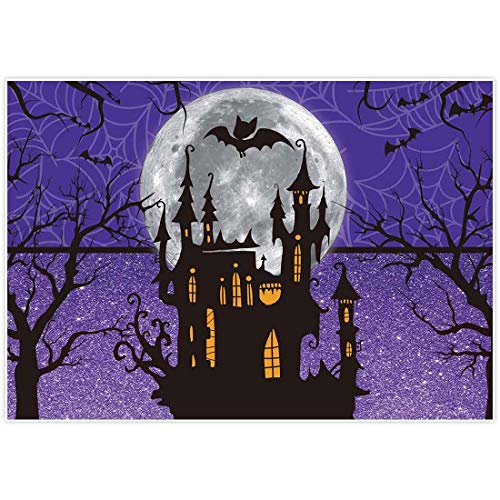 Product Cover Allenjoy 7x5ft Halloween Backdrop for Girl Birthday Party Moonlight Castle Children Purple Photography Background Trick or Treat Banner Newborn Baby Shower Home Decor Photoshoot Studio Props Cloth
