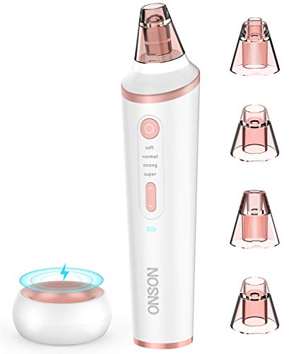 Product Cover Upgrade Blackhead Remover Vacuum,ONSON Pore Vacuum Facial Pore Cleanser Electric Acne Comedone Extractor Kit with 4 Adjustable Suction Force for All Skin(Wirelessly Charge)
