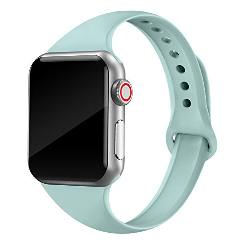 Product Cover QusFy Sport Silicone Band Compatible with Apple Watch 38mm 40mm, Soft Silicone Thin Narrow Slim Small Replacement Strap Compatible with iWatch Series 4, 3, 2, 1, Sport & Edition Women, Laurel