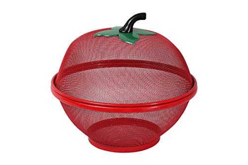 Product Cover Vaskut Apple Shape Red Colour Net Basket for Fruits Vegetables Insect Proof Drain Wash (25CM)