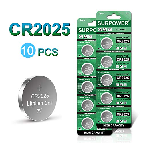 Product Cover 【5-Year Warranty】SURPOWER CR2025 3V Lithium Battery for Key Fob 2025-10 Pack