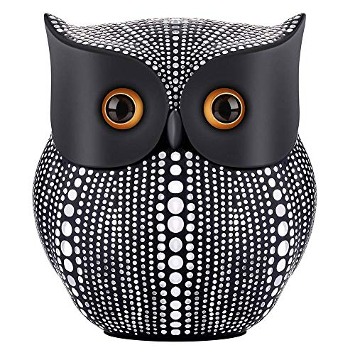 Product Cover NJCharms Owl Statue Decor, Small Crafted Buho Figurines for Home Decor Accents, Living Room Bedroom Office Decoration, Buhos Bookself TV Stand Decor - Black