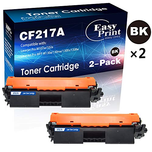 Product Cover Compatible 2-Pack 17A CF217A Toner Cartridge for HP Laserjet Pro M102w M102a MFP M130a M130nw M130fn M130fw Printer (Black), by EasyPrint