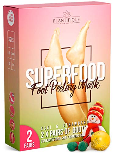 Product Cover Foot Mask to Peel off Dead Skin - Get Baby Soft Feet in Just 7 Days - Strawberry Scented Foot Peel Mask for Dry, Cracked Feet Repair and Callus Removal - Exfoliating Foot Mask for Men and Women