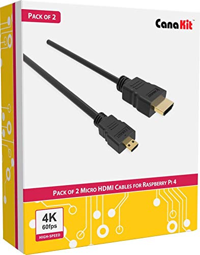 Product Cover CanaKit Raspberry Pi 4 Micro HDMI Cable - 6 Feet (Pack of 2)