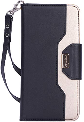 Product Cover ProCase Galaxy A70 Wallet Case 2019, Flip Fold Kickstand Case with Card Holders Mirror Wristlet, Folding Stand Protective Book Case Cover for Galaxy A70 2019 Release -Black