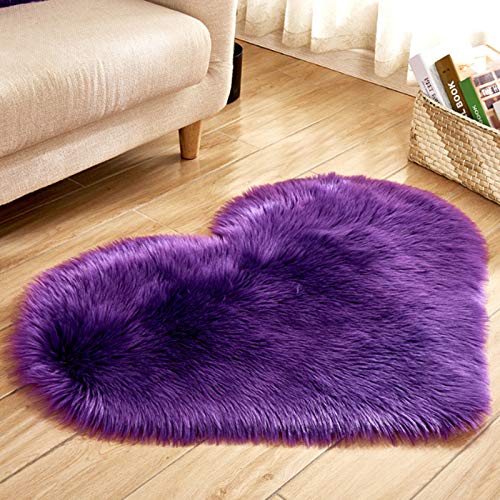 Product Cover Nuxn 40 x 50cm Heart Shape Faux Sheepskin Rug Soft Long Plush Fluffy Shaggy Carpet Area Mats Rugs Bedroom Sofa Decorative Floor Carpet