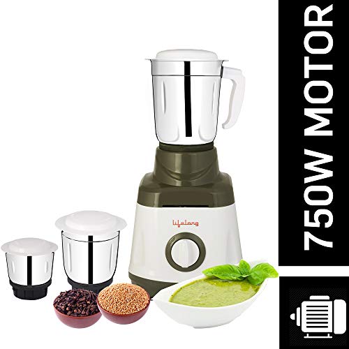 Product Cover Lifelong LLMG74 750 Watt Mixer Grinder with 3 Jars (White and Grey)