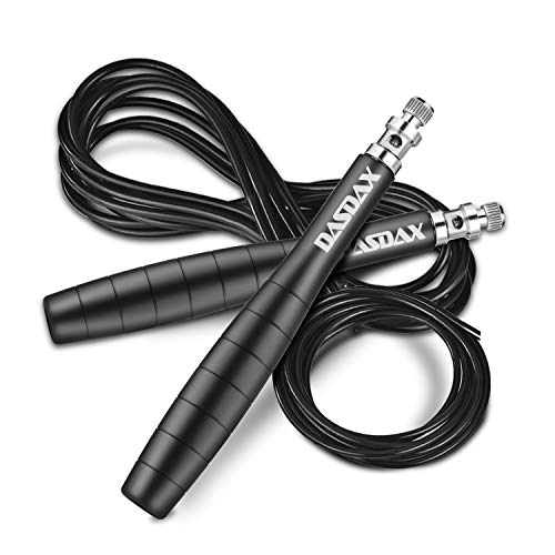 Product Cover Dasdax Jump Rope, Tangle-Free Adjustable Skipping Rope with Ergonomic Comfortable Alloy Handles and 2 Steel Cables for Endurance Training, Fat Burning, Weight-Loss and Fitness, Fits All Ages