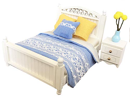 Product Cover Inusitus DIY Dollhouse Queen Bed Kit | Miniature Furniture | Dolls House Kits | Requires Assembly | 1/18 Scale (Double-Bed)