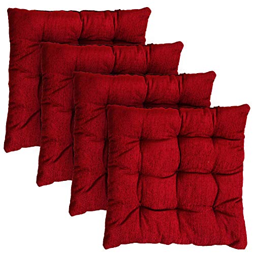 Product Cover Fine Weaves Solid Chair Cushion Pack of 4 (Maroon, Cotton)