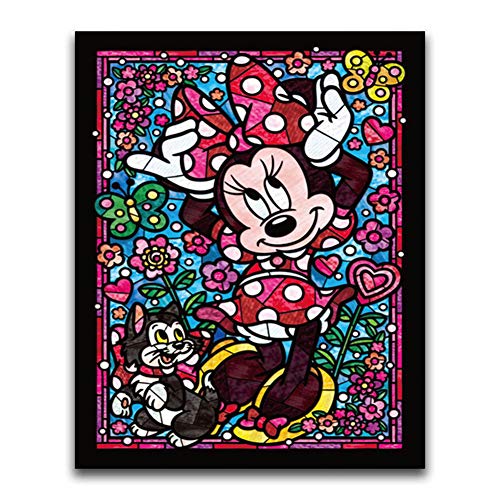 Product Cover 5D Diamond Painting Full Drill, Minnie Mouse Cute Cartoon DIY Diamond Painting by Number Kits, Rhinestone Crystal Drawing Gift for Adults Kids, 16''x12'' Embroidery Dotz Kit Home Wall Décor
