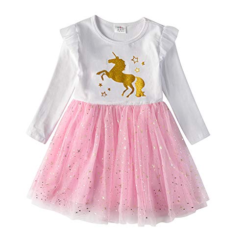 Product Cover DXTON Toddler Girl Dresses Winter Long Sleeve Tutu Cotton Party Dresses LH4990 5T