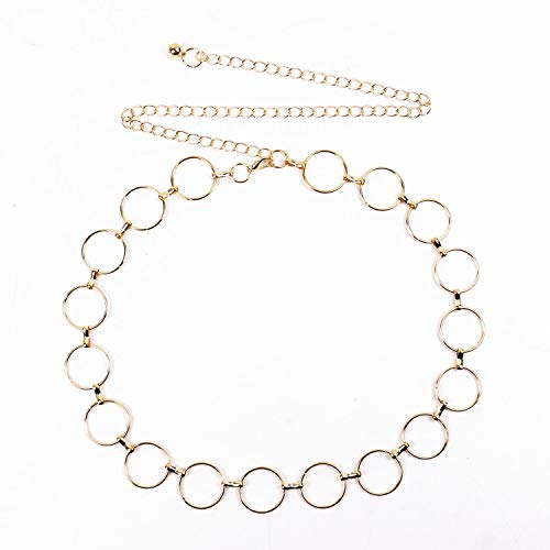 Product Cover Pomeat Metal Chain Belt Circle Round O Ring Chain Belt Waist Belt for Womens - Gold